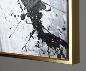 Seitenansicht der Leinwand mit Holzrahmen 