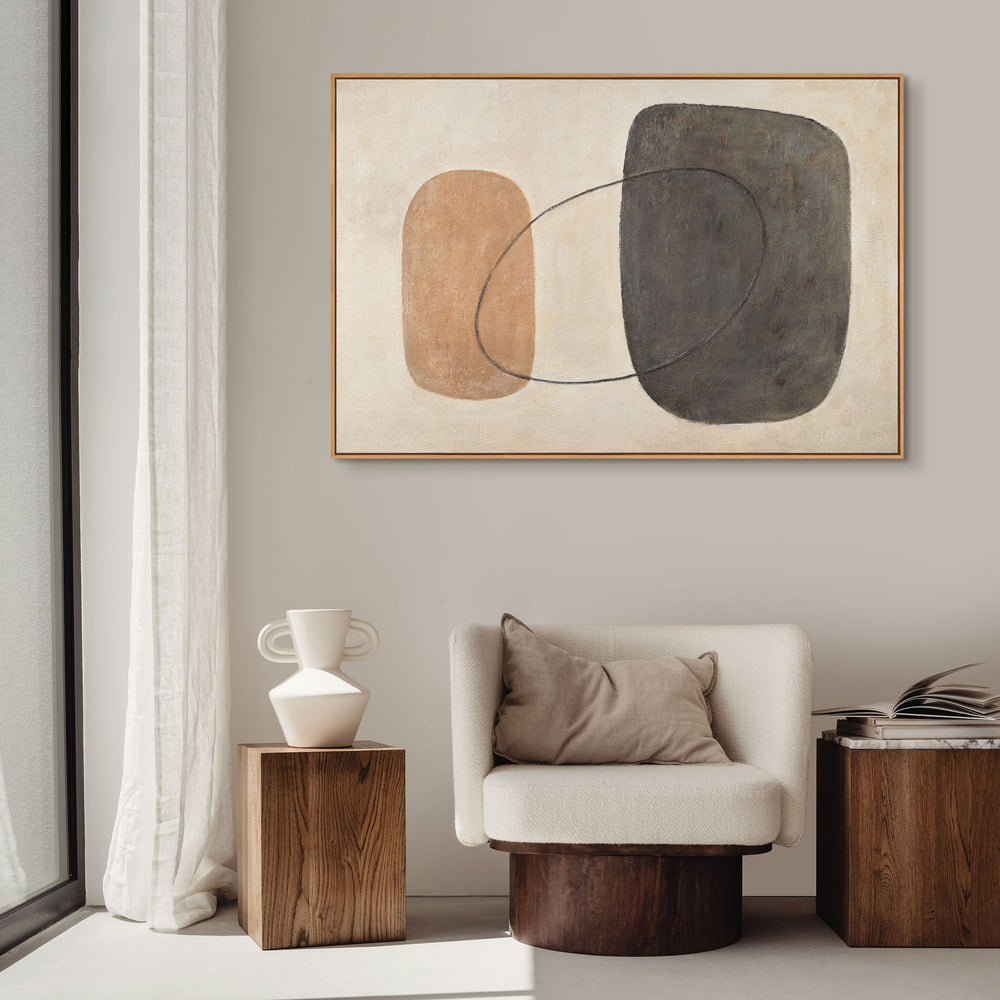 Abstraktes Leinwandbild Beige Braun Handgemalt