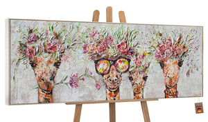 Acryl Leinwandbilder "Giraffen" mit Rahmen Kunst