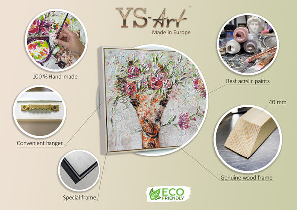 Acryl Leinwandbilder "Giraffen" mit Rahmen Kunst