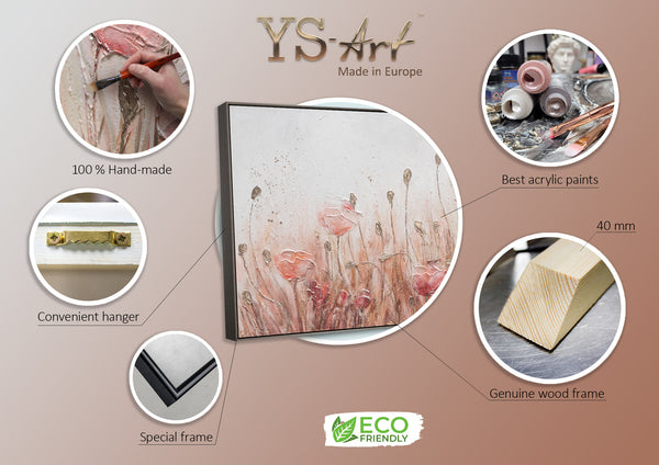 Blumen Gemälde Handgemalt mit Rahmen für Wohnzimmer "April"