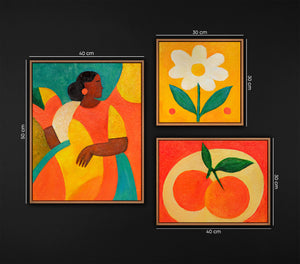 Bilder set mit Rahmen Original Farbenfroh Gemälde Handgemalt