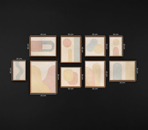 Abstract Beige Bilder set Premium Original Gemälde Handgemalt mit Rahmen