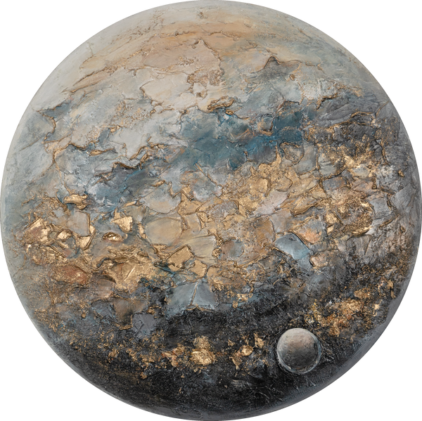 Leuchtendes Acrylbild mit goldenen Details und moderner Ästhetik - Orbis