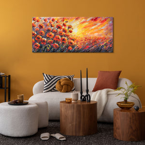  Wanddeko Wohnzimmer: Leinwandbild mit Mohnblumen über Sofa