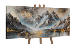 großes bild wohnzimmer abstrakt, gemälde mit gold, landschaft gemalt