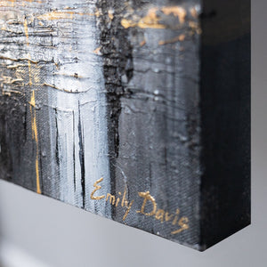 Seitenansicht Gemälde auf Leinwand mit Pinselstruktur