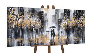 Dekoration Wohnzimmer Leinwandbild mit goldenen Bäumen