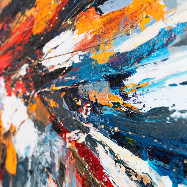 Moderne Kunst für Wohnzimmer – Buntes Acrylbild "Fluss der Energie" 115x50cm