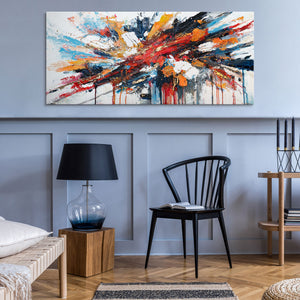 Moderne Kunst für Wohnzimmer – Buntes Acrylbild "Fluss der Energie" 115x50cm