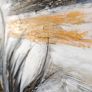 Acrylbild auf Leinwand handgemalt Abstrakte Wandkunst "Goldene Feder" 115x50cm