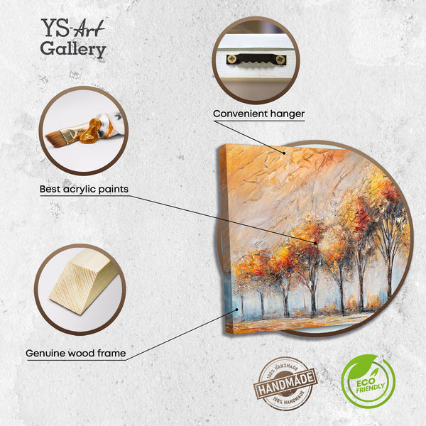 Gemälde auf Leinwand in Herbstfarben "Das Glühen der Blätter" 115x50cm