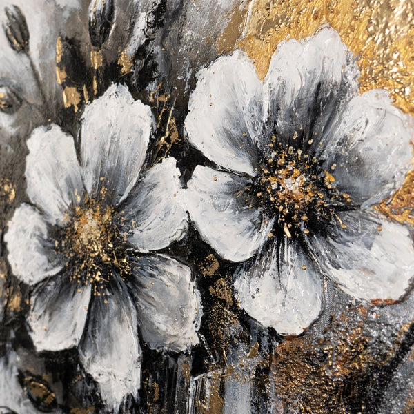 Florale Acrylmalerei auf Leinwand – Moderne Wandkunst "Das Glühen der Farben" 115x50cm