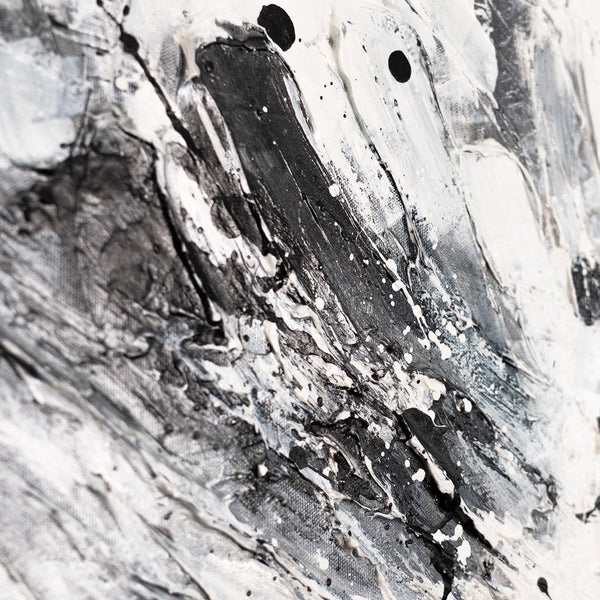 Strukturierte Acrylfarbe schwarz-weiß – abstraktes Auto Gemälde