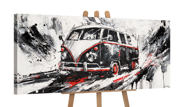 Acrylbild Retro Auto auf Staffelei – Gemälde Leinwand modern