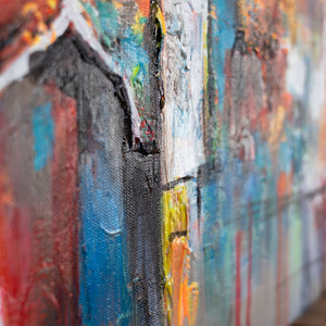 Nahaufnahme wanddeko abstrakt mit kräftiger Farbstruktur