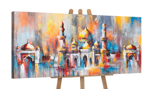 Abstraktes wandbild auf staffelei – leinwandbilder für wohnzimmer
