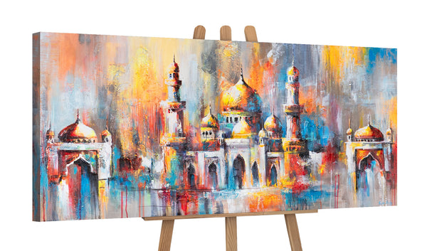 Abstraktes wandbild auf staffelei – leinwandbilder für wohnzimmer
