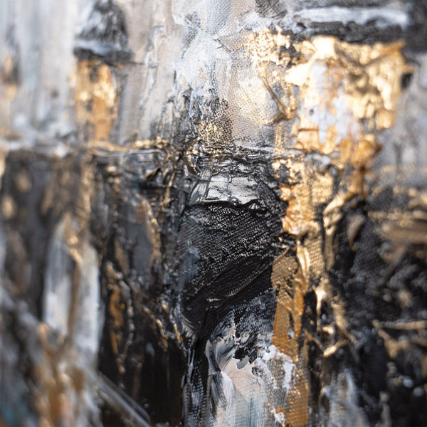 Detail Leinwandbild mit metallischen Goldstrichen