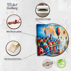 Infografik Leinwandbild mit Acrylfarben und Holzrahmen