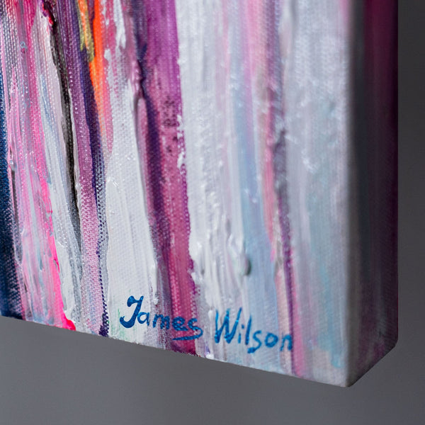 Seitenansicht Leinwand – Acrylfarben abstrakt mit Künstlername
