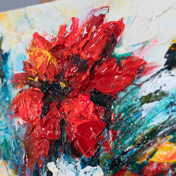 rote blume detail, struktur pinsel acryl