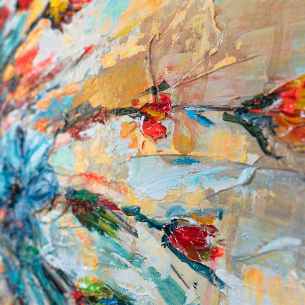 blumenstrauß perspektive, farbverlauf auf leinwand