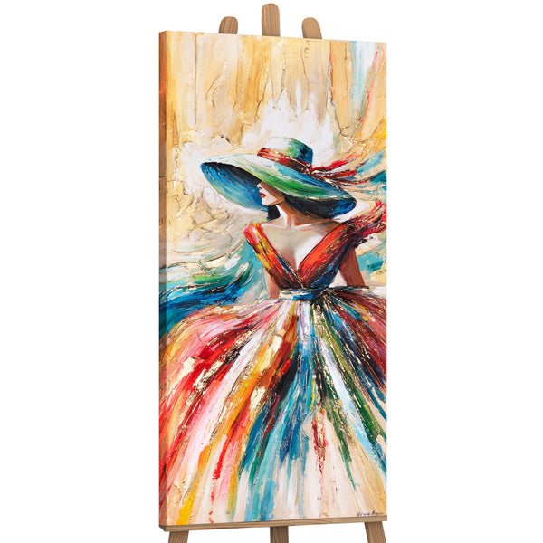 bild staffelei frau, acryl auf leinwand