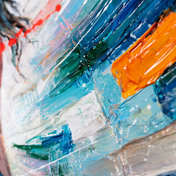 farbige pinselstriche, bewegung im acrylbild