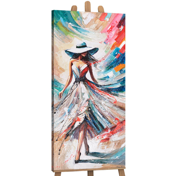 bild auf staffelei, abstraktes frauenbild im atelier