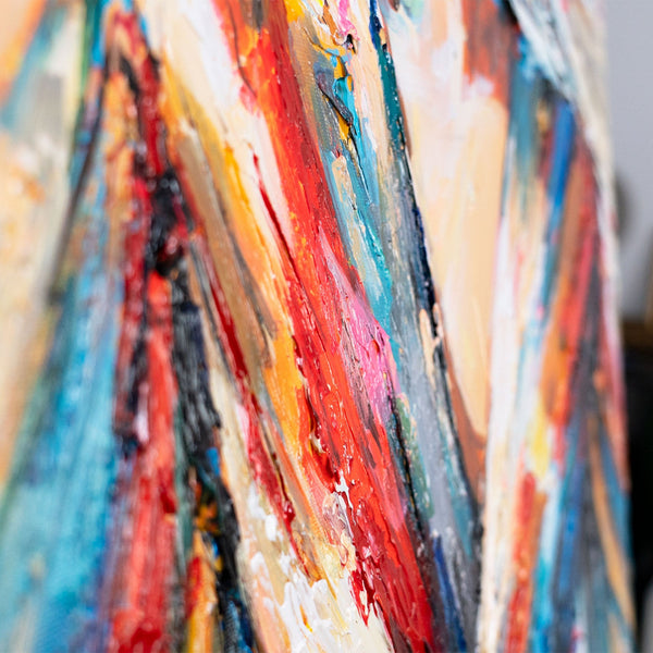 Seitenansicht handgemaltes Leinwandbild Frau mit rotem Hut