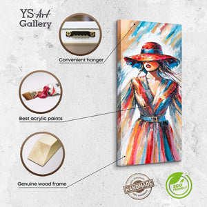 Infobild Wandbild Frau mit Hut – Handgemalt