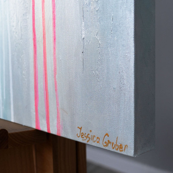 Signatur am Bildrand – Acrylbild Pfingstrosen handgemalt