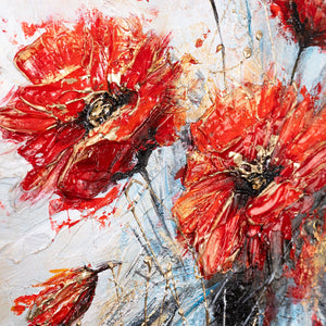 Nahaufnahme Mohnblüten Acryl – Handgemaltes Blumenbild modern