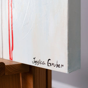 Signatur am Leinwandrand – handgemaltes Mohnblumenbild