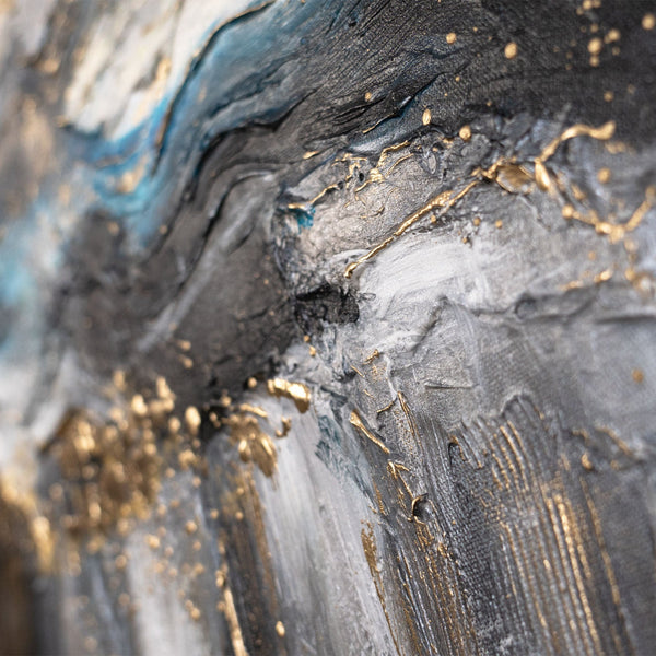 Türkis und Gold in strukturierter Acrylmalerei