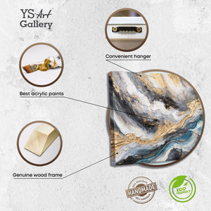 Leinwandbild mit Holzrahmen und Struktur in Gold