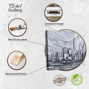 Infos zum Wandbild – handgemaltes abstraktes Stadt Gemälde