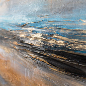 Dynamische Struktur mit Goldakzenten – abstrakte Acrylmalerei