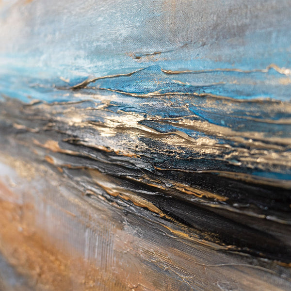 Dynamische Struktur mit Goldakzenten – abstrakte Acrylmalerei