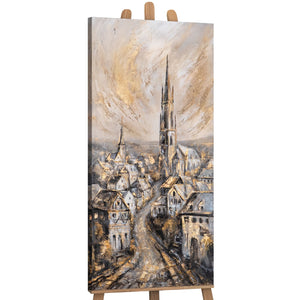 Staffelei mit Gemälde Kathedrale, Acryl auf Leinwand