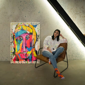 Abstraktes Portrait Leinwandbild Acryl moderne Wandkunst