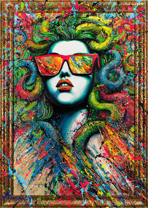 Abstrakte Acrylkunst Portrait bunt Struktur Leinwandbild