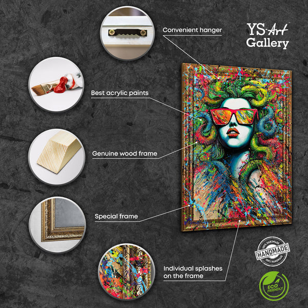 Abstract moderne Handgemalte bilder auf Leinwand mit Rahmen "Der Mythos Neon"