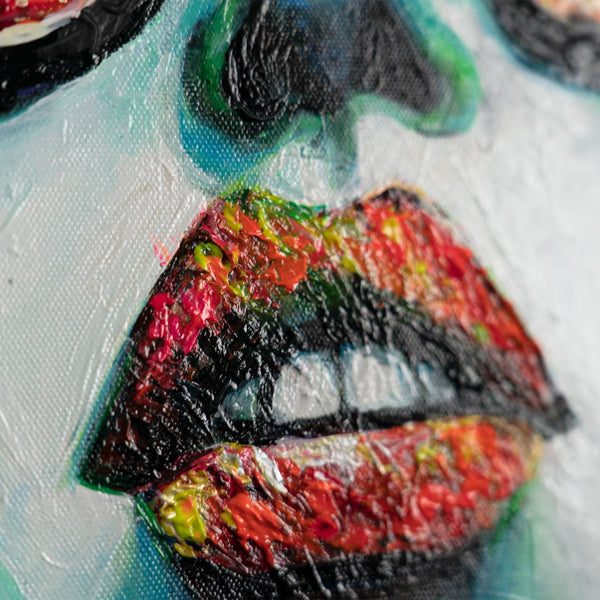 Moderne Wandkunst Portrait Acrylbild Neonfarben Struktur