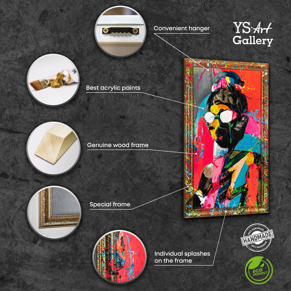 Moderne Wandbilder für Wohnzimmer - Gemälde mit Rahmen "Kontrastreiches Aussehen"