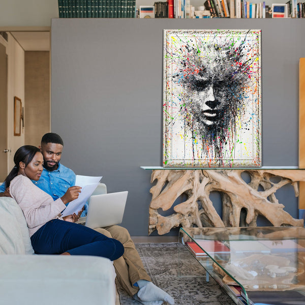 Moderne Abstrakte Gemälde mit Rahmen - Wand Kunst Dekor "Ätherisches Bild"