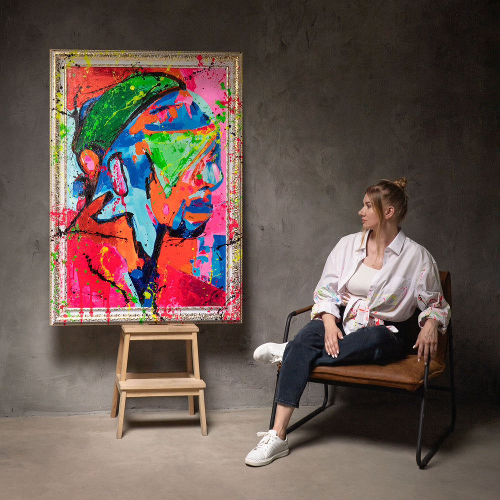 Pop Art Leinwandbild Neonfarben Handgemalt