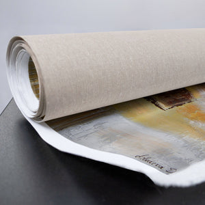 Abstraktes Acryl Leinwandbild mit goldener Struktur