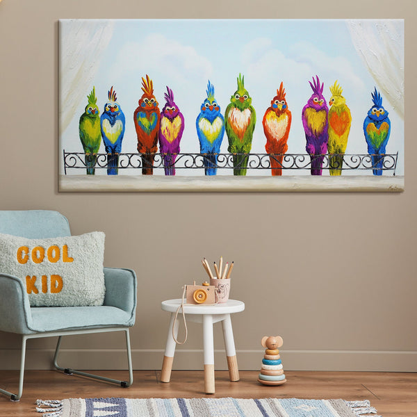 Acrylbilder handgemalt "Lustige Vögel"